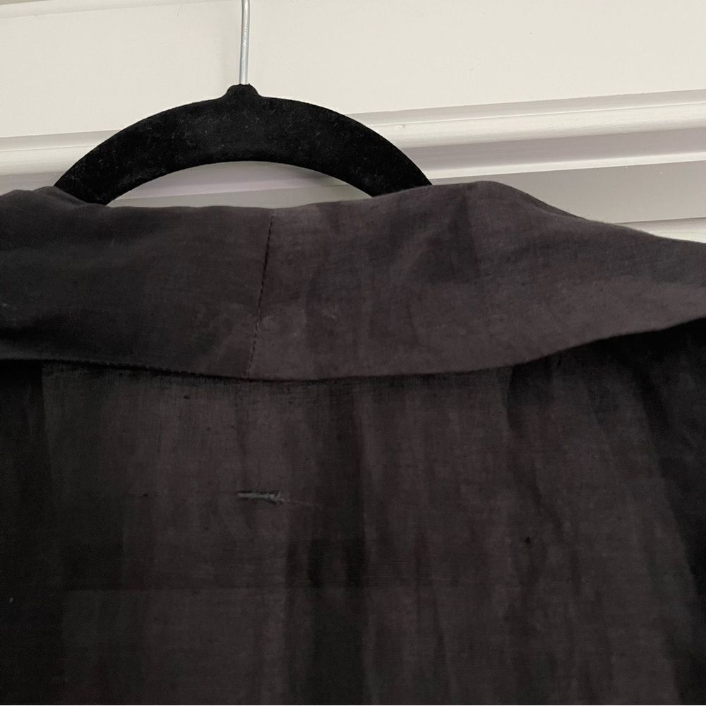 Lightweight Black Button Up Ruffled Blouse - Picture 7 of 7